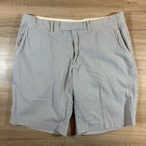 Vtg Polo Ralph Lauren Seersucker Shorts‎ Men's Size 38 White Blue Striped
